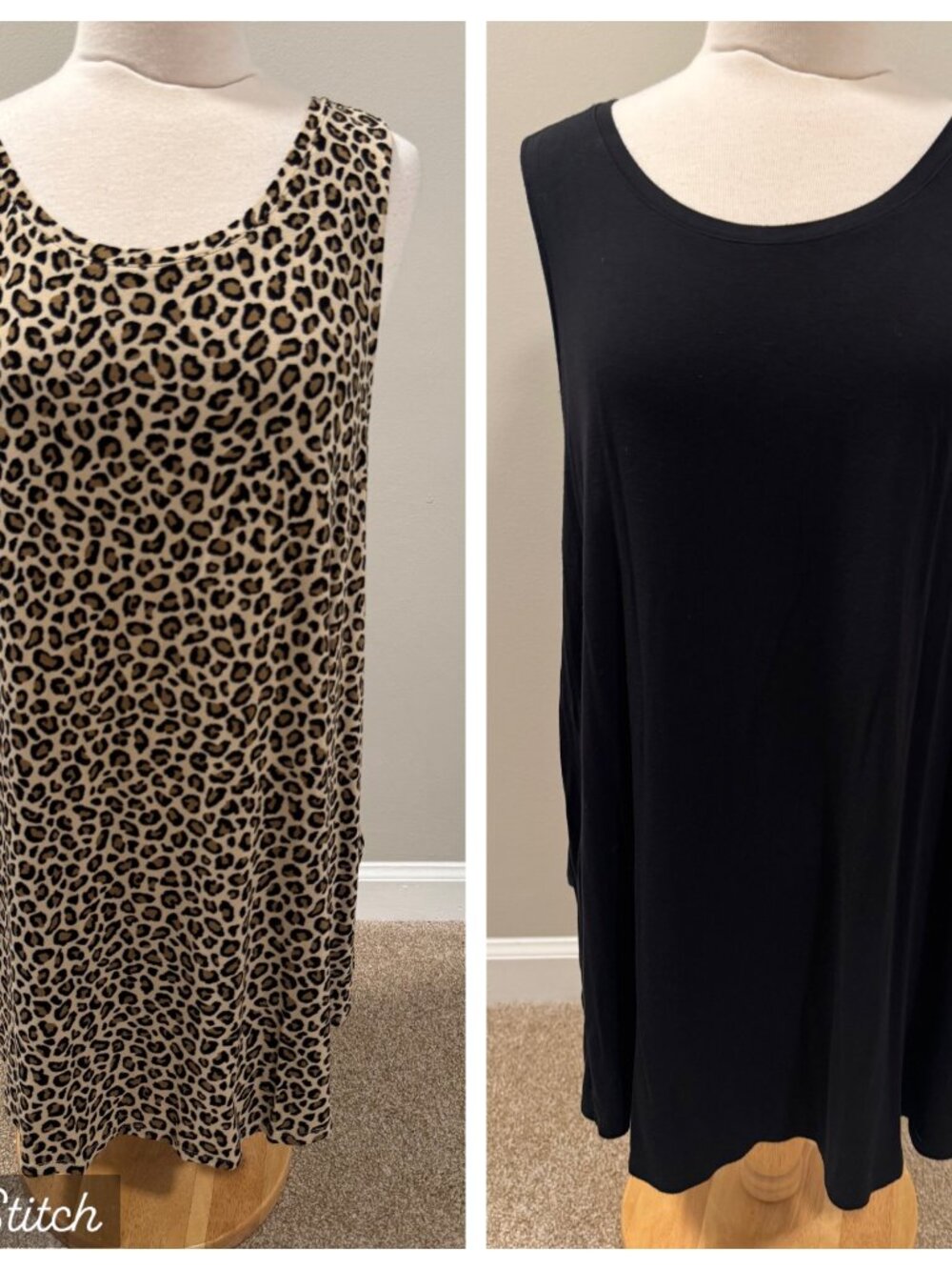 Bundle Lot 2 Womens XL Old Navy Luxe Stretch Tank Tops Shirts Black NWT Cheetah